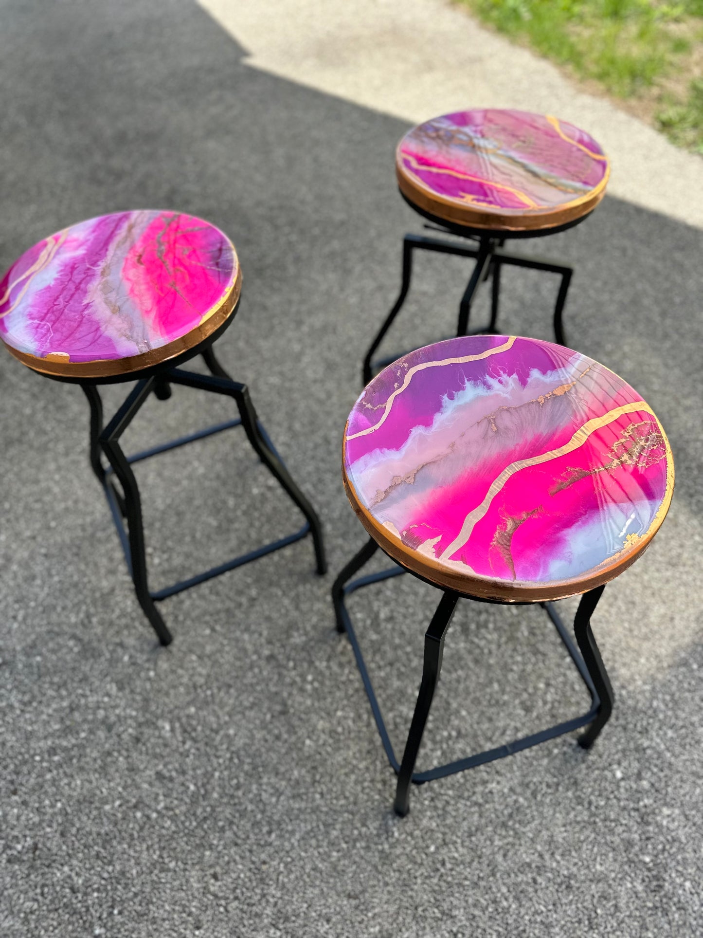 Pink Spice Resin Stool Set