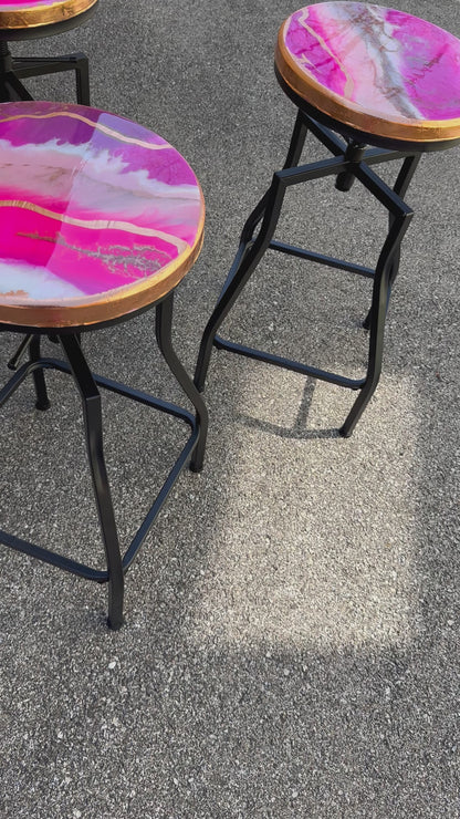 Pink Spice Resin Stool Set